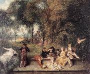 WATTEAU, Antoine Merry Company in the Open Air1 oil painting reproduction